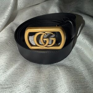 Black Gucci Rectangular GG Frame Buckle Belt